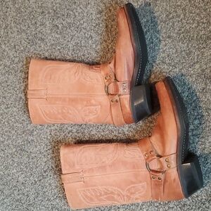 Frye vintage leather eagle harness square toe boots